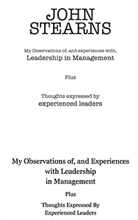 Leadership in Management by John Stearns Bookcover