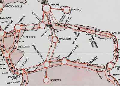 Pan Am Route Map of the Caribbean 1931