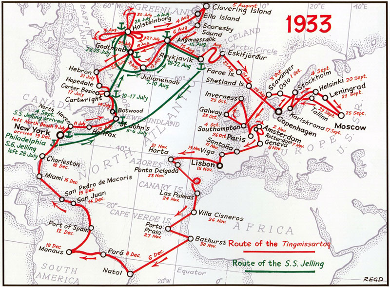 Lindberghs Pan Am 1933 route REG Davies color