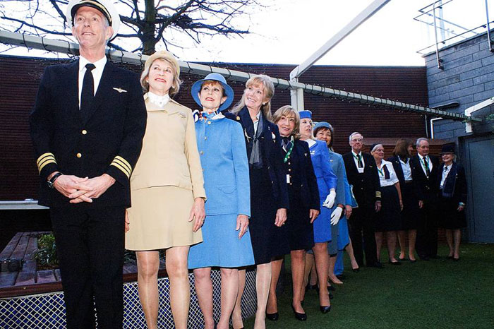 Pan Am Reunion attendees in Pan Am uniforms Foynes Flying Boat Museum 2016 Photo copyright Robert A. Genna 2016