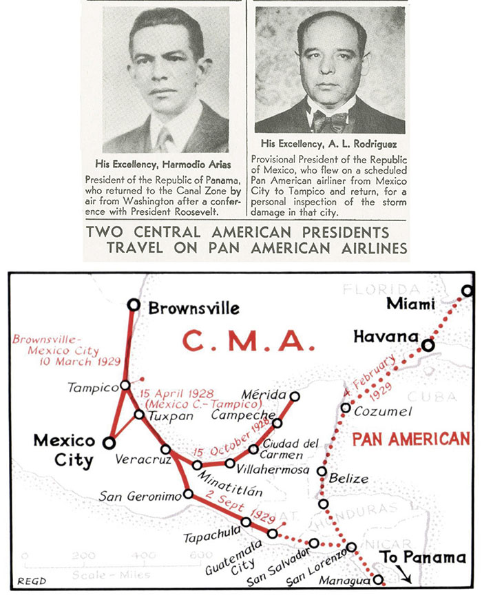 Presidents Take Wing on Pan Am, 1933 - President Rodriguez of Mexico and President Arias of Panama