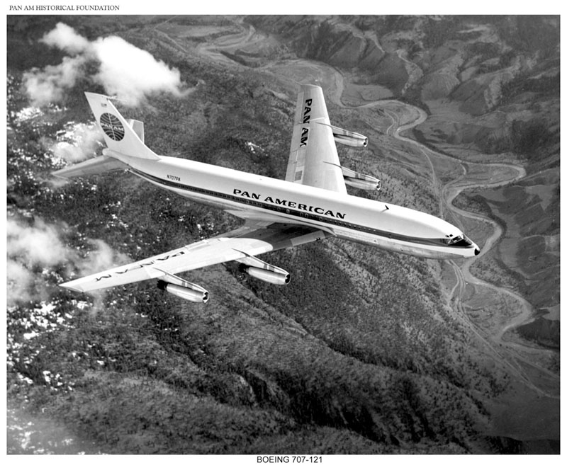 Pan Am's Boeing 707-121 in flight