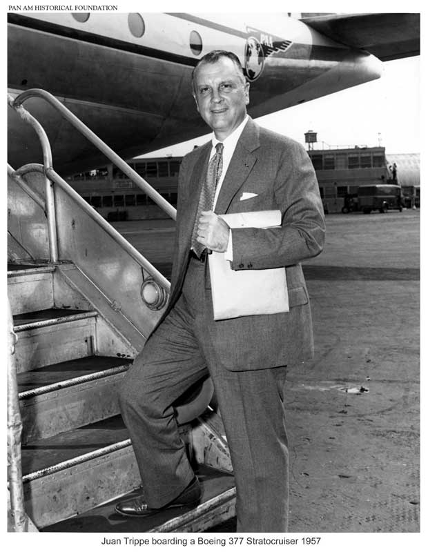 Pan Ams Juan Trippe boarding a B 377 Stratocruiser in 1957