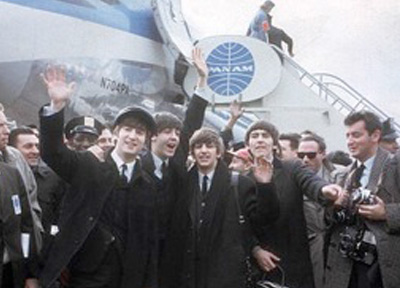 Pan Am's Jill Kellogg and Beatles at JFK