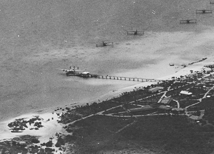 Close up of Pan Am B-314 docked at Wake Island, May 25, 1941