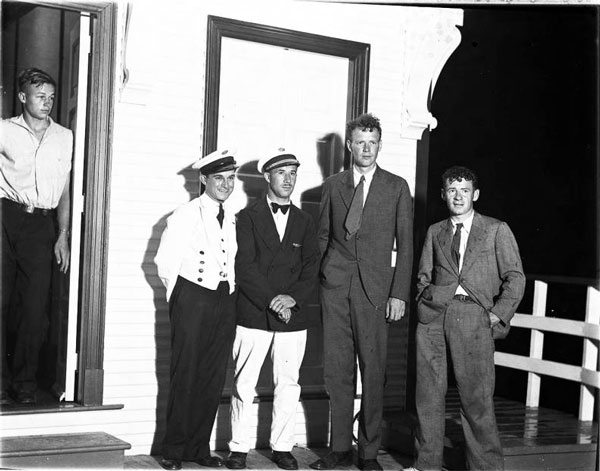 2 Charles Lindbergh center right Basil Rowe center left Miami American Clipper Courtesy of Miami Dade Public Library