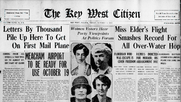 4A Key West Citizen newspaper front page October 1927 Courtesy Monroe County Public Library