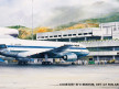 1980-Lockheed L1011-500  Watercolor by John T. McCoy from the First Flight Series: May 1, 1980  Lockheed L1011-500 Clipper National Eagle arrives in Caracas from New York on its inaugural flight. Courtesy of SFO Museum, Gift of Pan Am Historical Foundatio