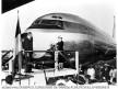 Juan Trippe with Mamie Eisenhower at Pan Am B-707 Christening, 1958