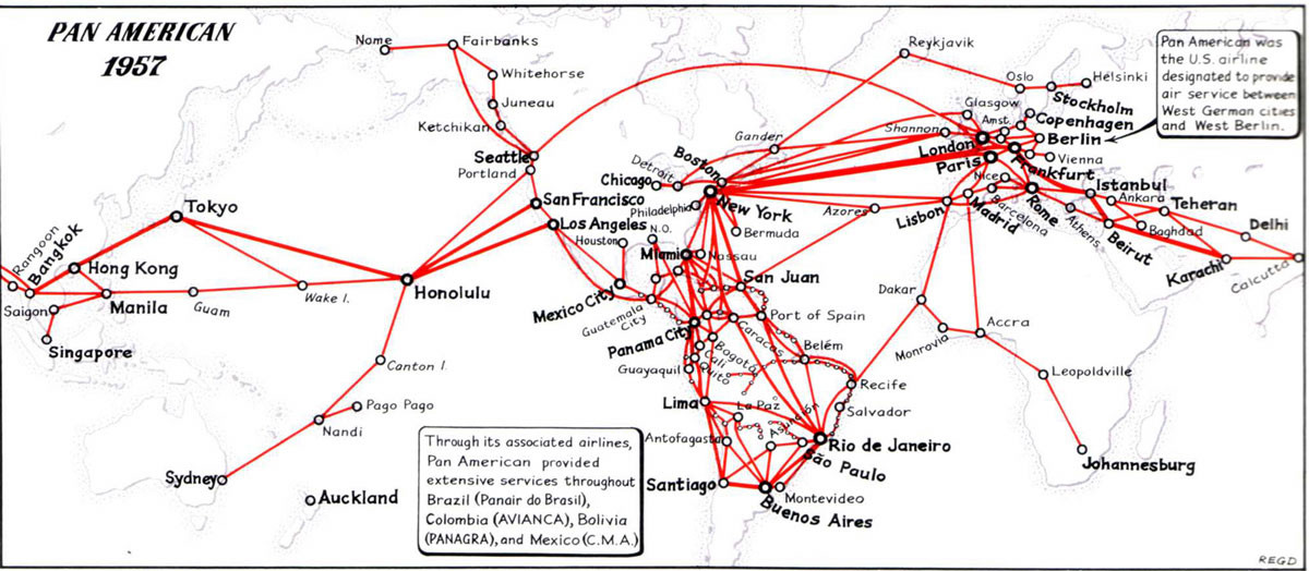 Pan Am Propliner Routes 1957, R.E.G. Davies collection